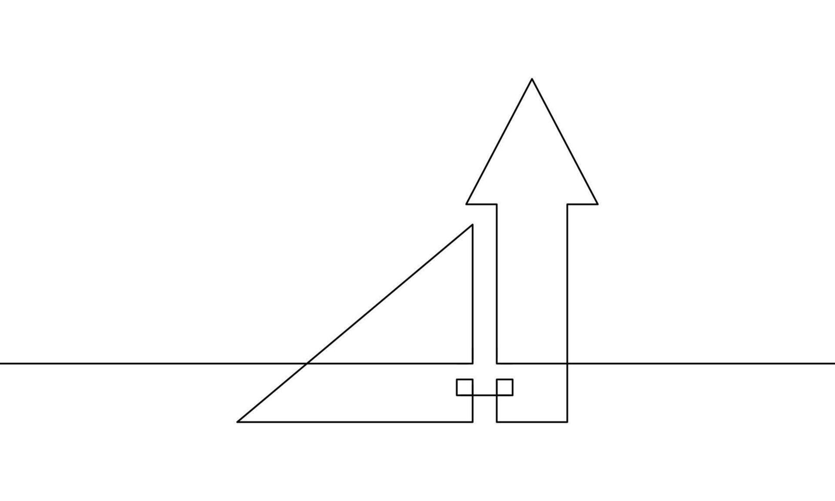 Continuous line drawing of graph. Business growth, bar chart, arrow up, sign symbol, increasing arrow. Illustration of icon business. Single line art. Object one line vector
