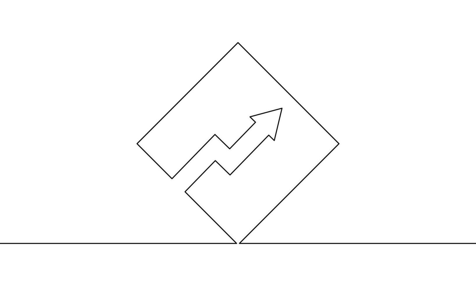 Continuous line drawing of arrow. Arrow up with box frame. Business growth, bar chart, object one line, graph single line art, illustration vector