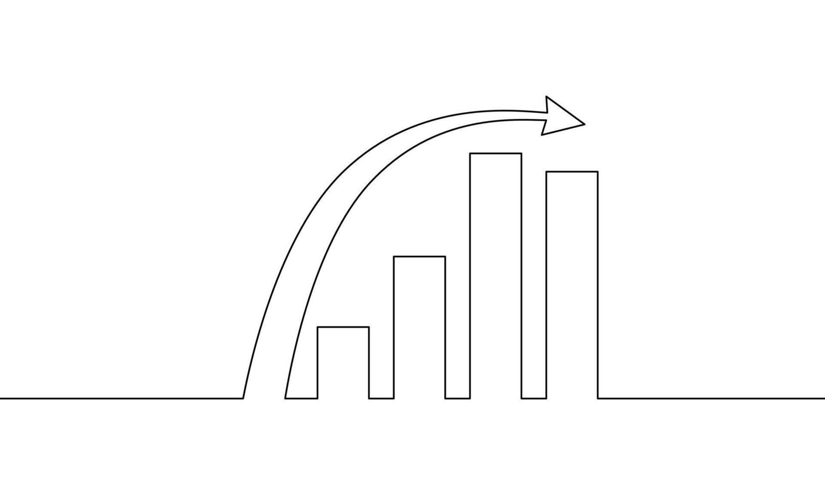 Continuous line drawing of graph icon business. arrow up outline. business growth sign, bar chart, object one line, single line art, illustration vector