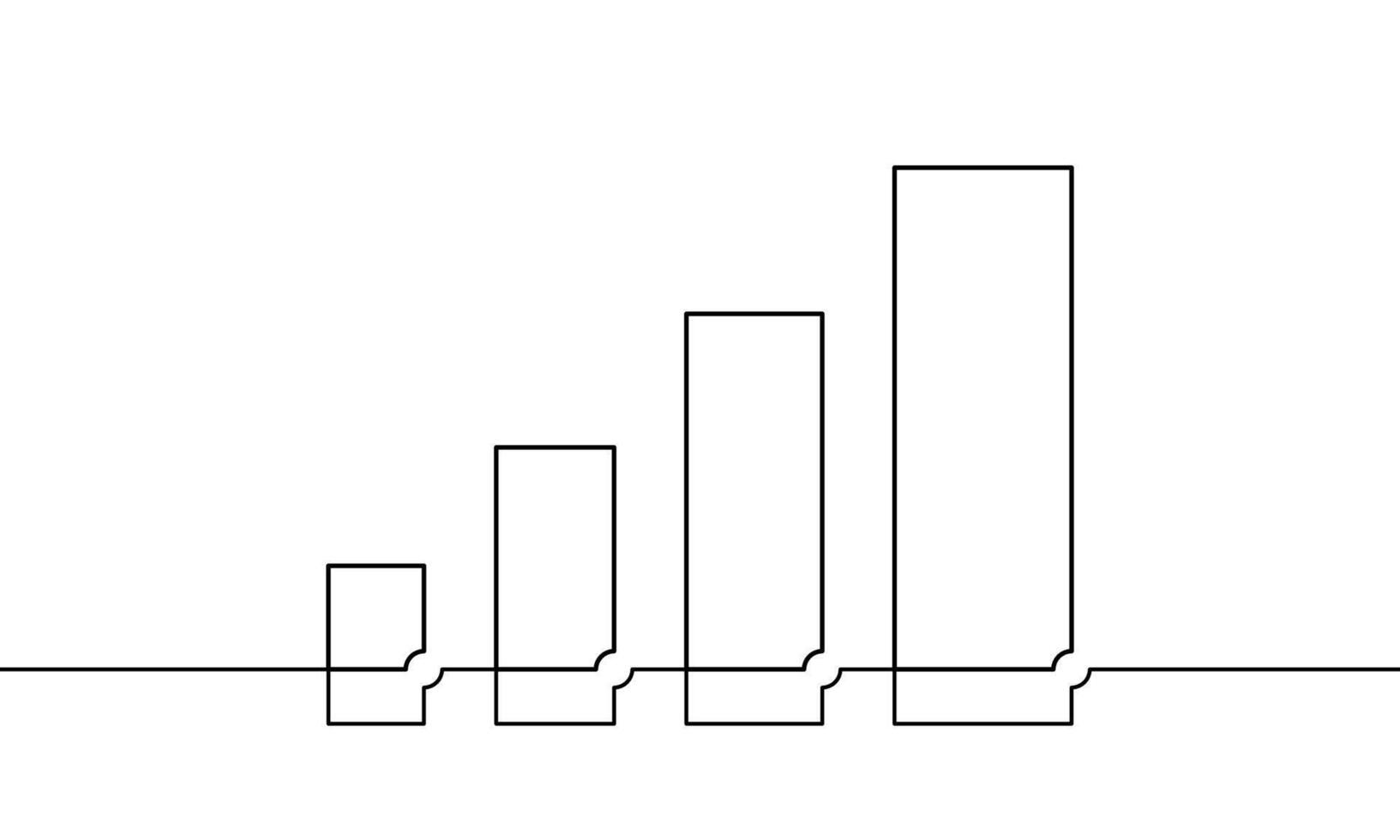 Continuous line drawing of graph. Illustration of arrow up. Business growth icon design. object one line of increasing arrow. Single line art of bar chart vector