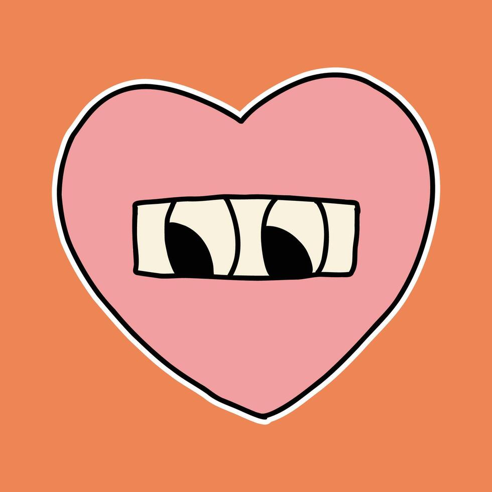 hand drawn love character sticker illustration vector