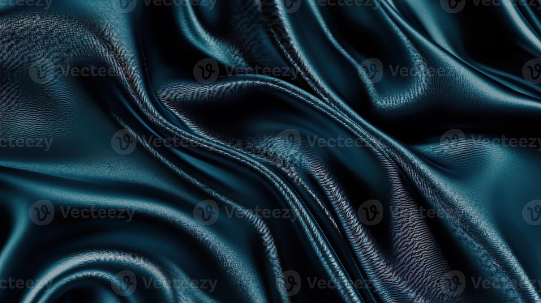 Closeup of rippled blue satin fabric texture background. Luxurious background design photo