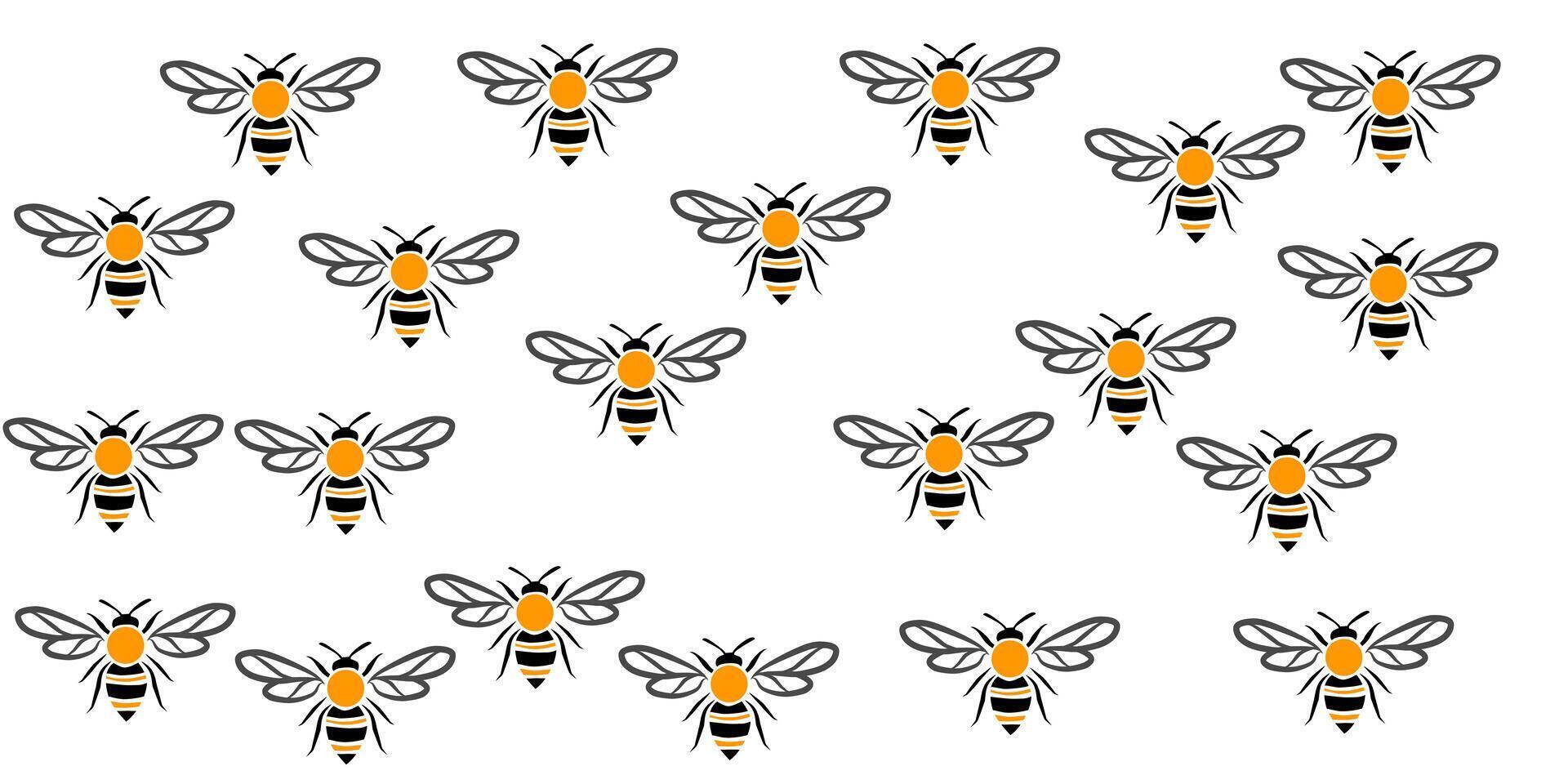 bees in a row on a white background vector
