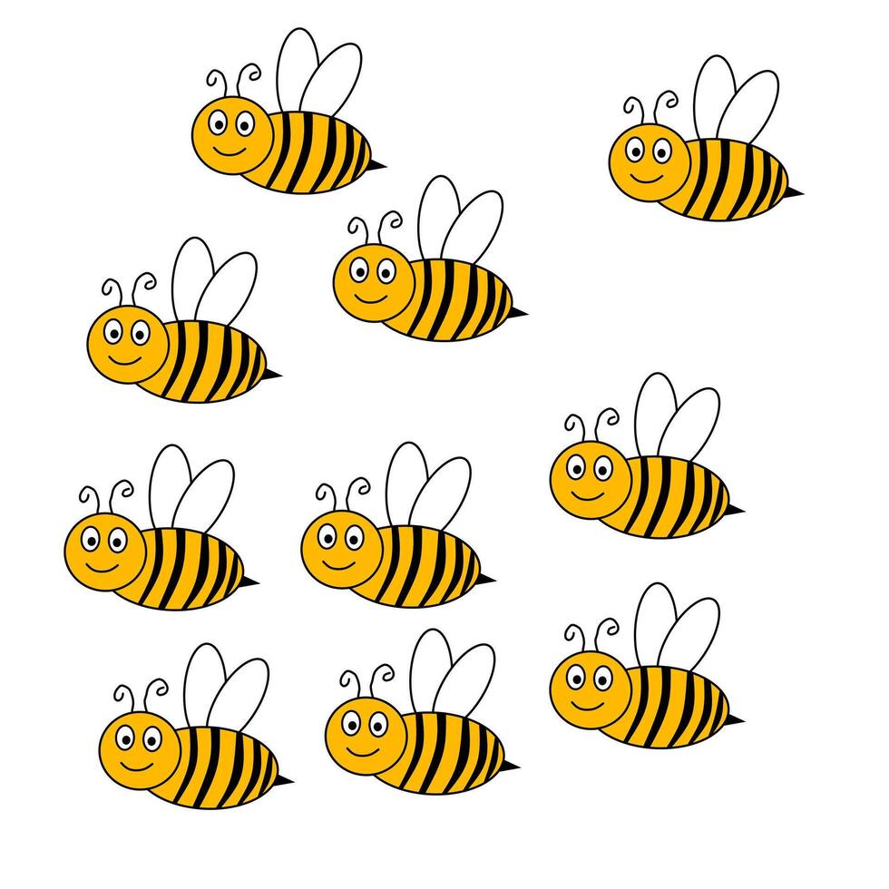 bee counting worksheet vector