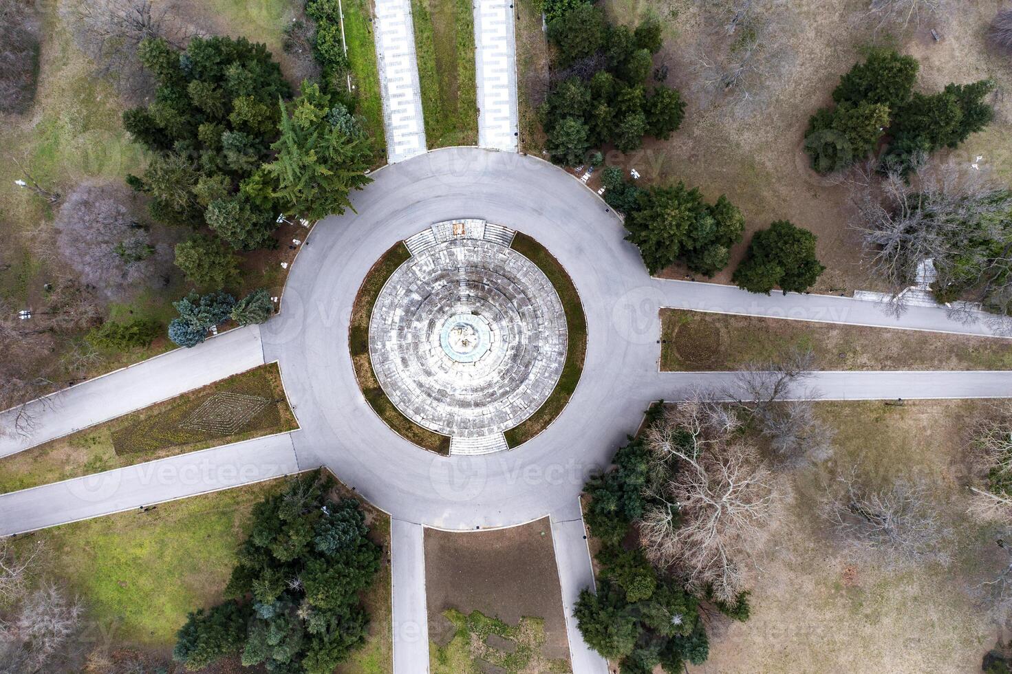 Aerial top view to the sea garden and The Pantheon of the Fallen of the Wars, Varna, Bulgaria photo