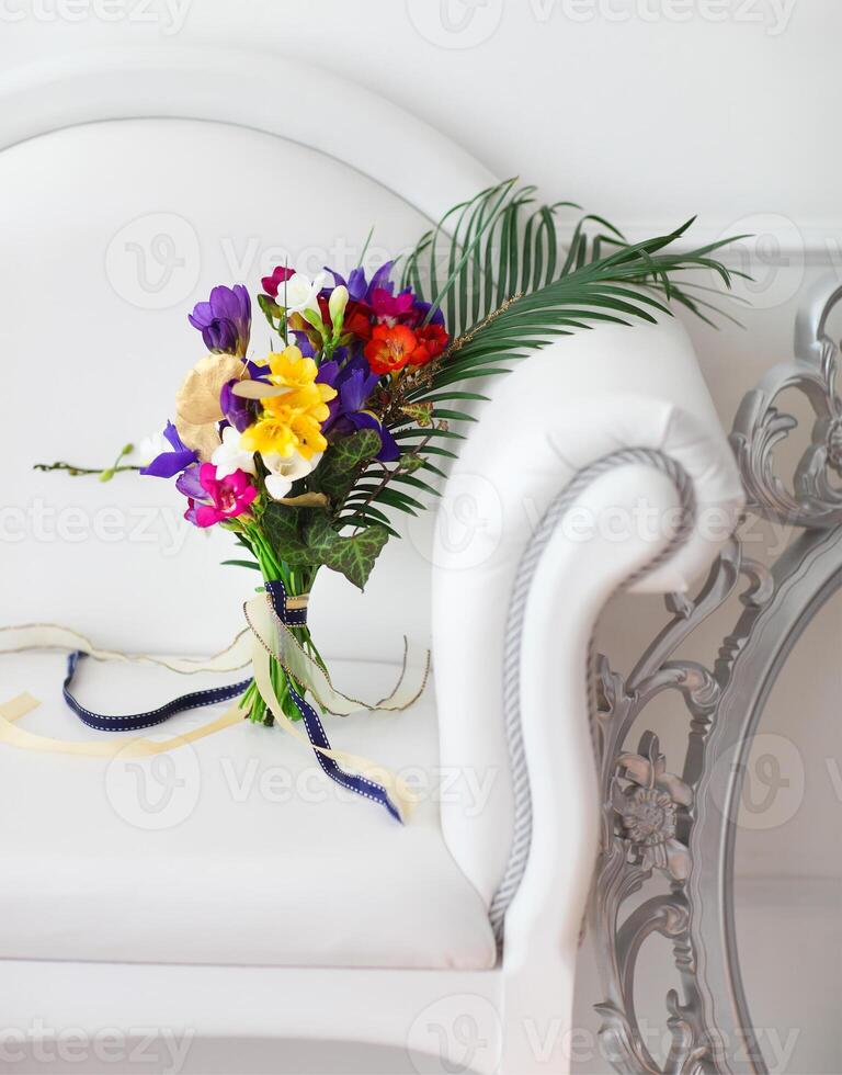 Beautiful colorful wedding bouquet photo