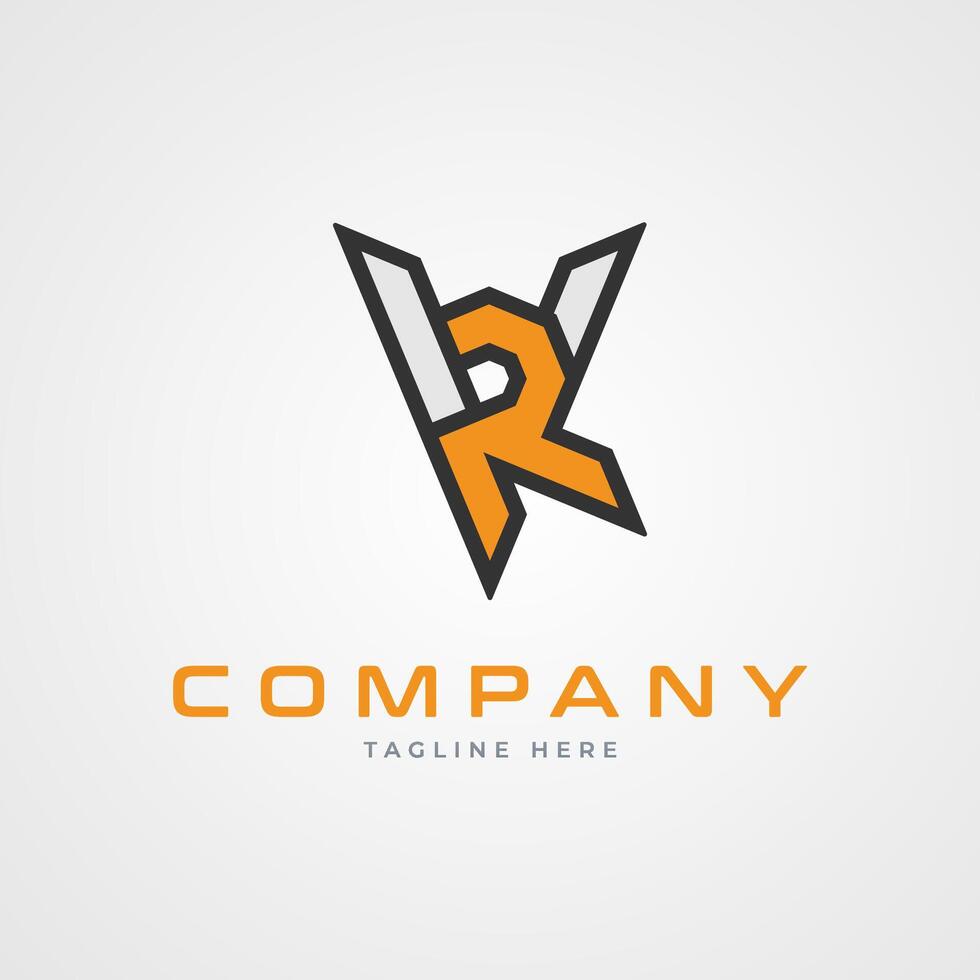 Initial RV or VR Logo design, Monogram Letter R with V combination, Illustration vector