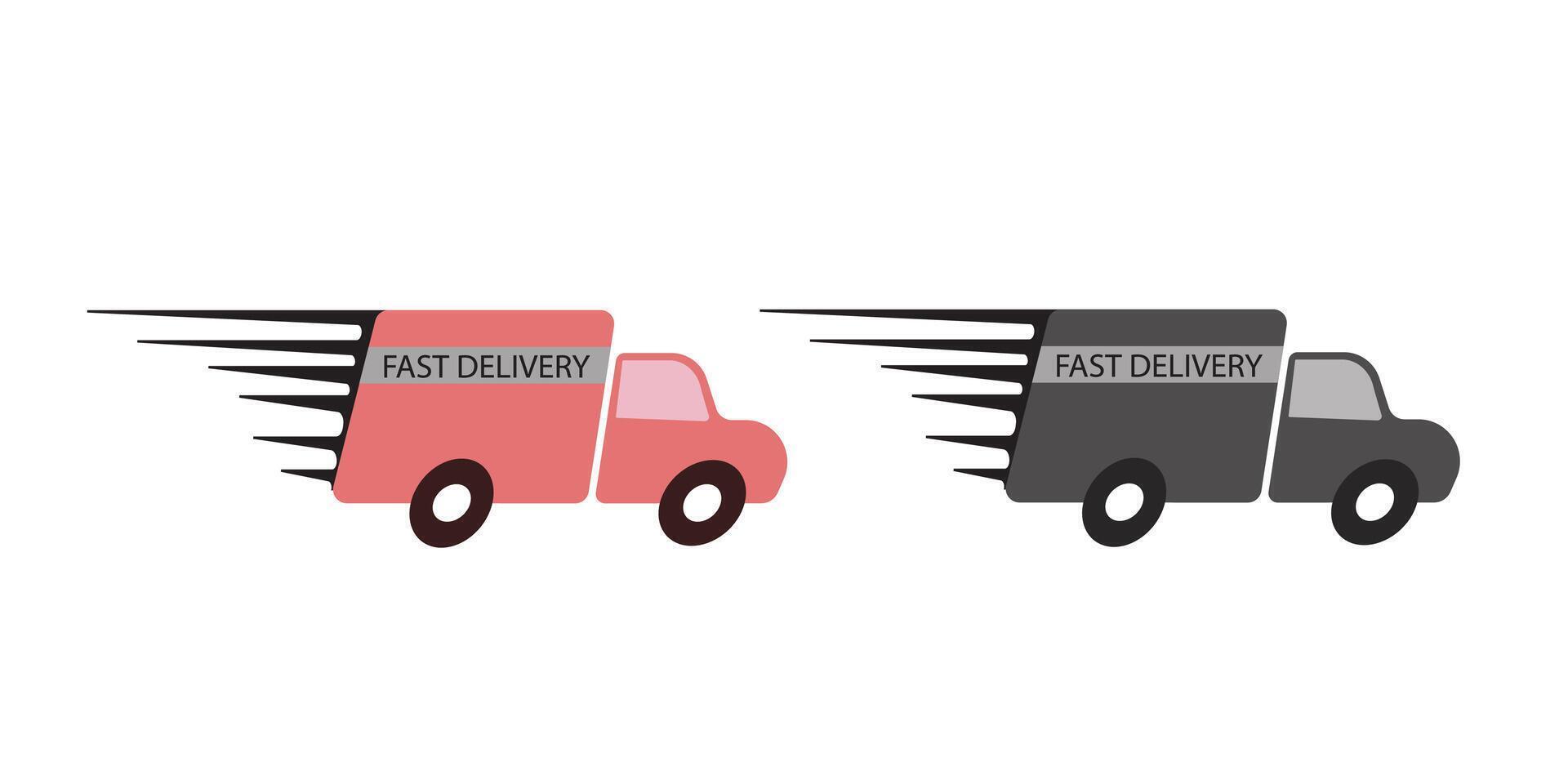 Delivery Truck icon set. Express delivery trucks icons. Fast shipping truck. Free delivery 24 hours. Logistic trucking sign. illustration. vector