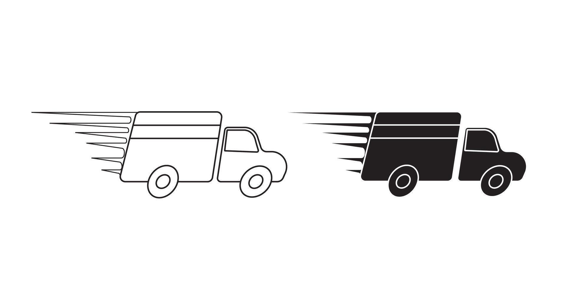 Delivery Truck icon set. Express delivery trucks icons. Fast shipping truck. Free delivery 24 hours. Logistic trucking sign. illustration. vector
