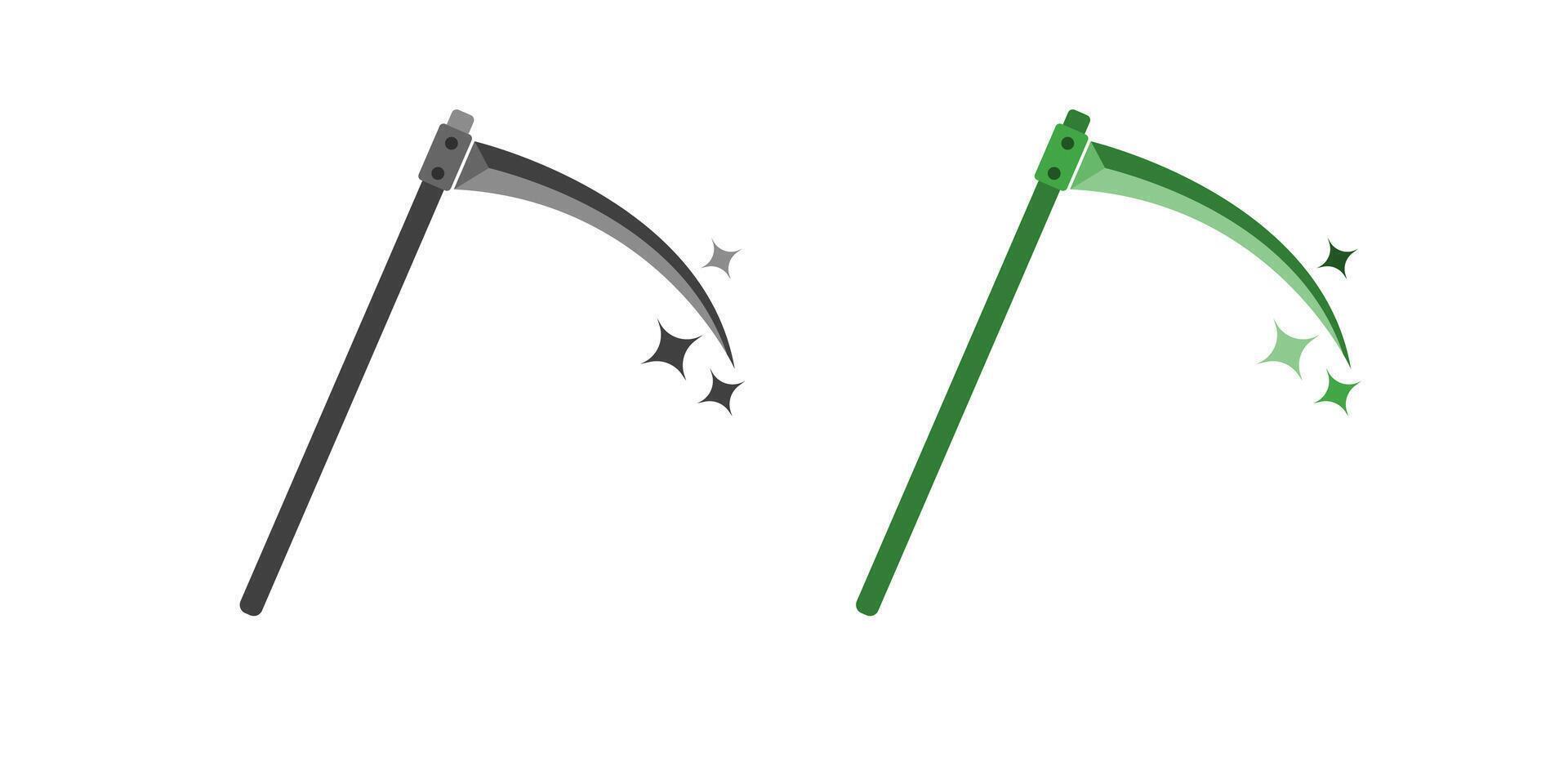 Set of vintage scythes in retro style. Monochrome Graphic Art. Illustration. vector