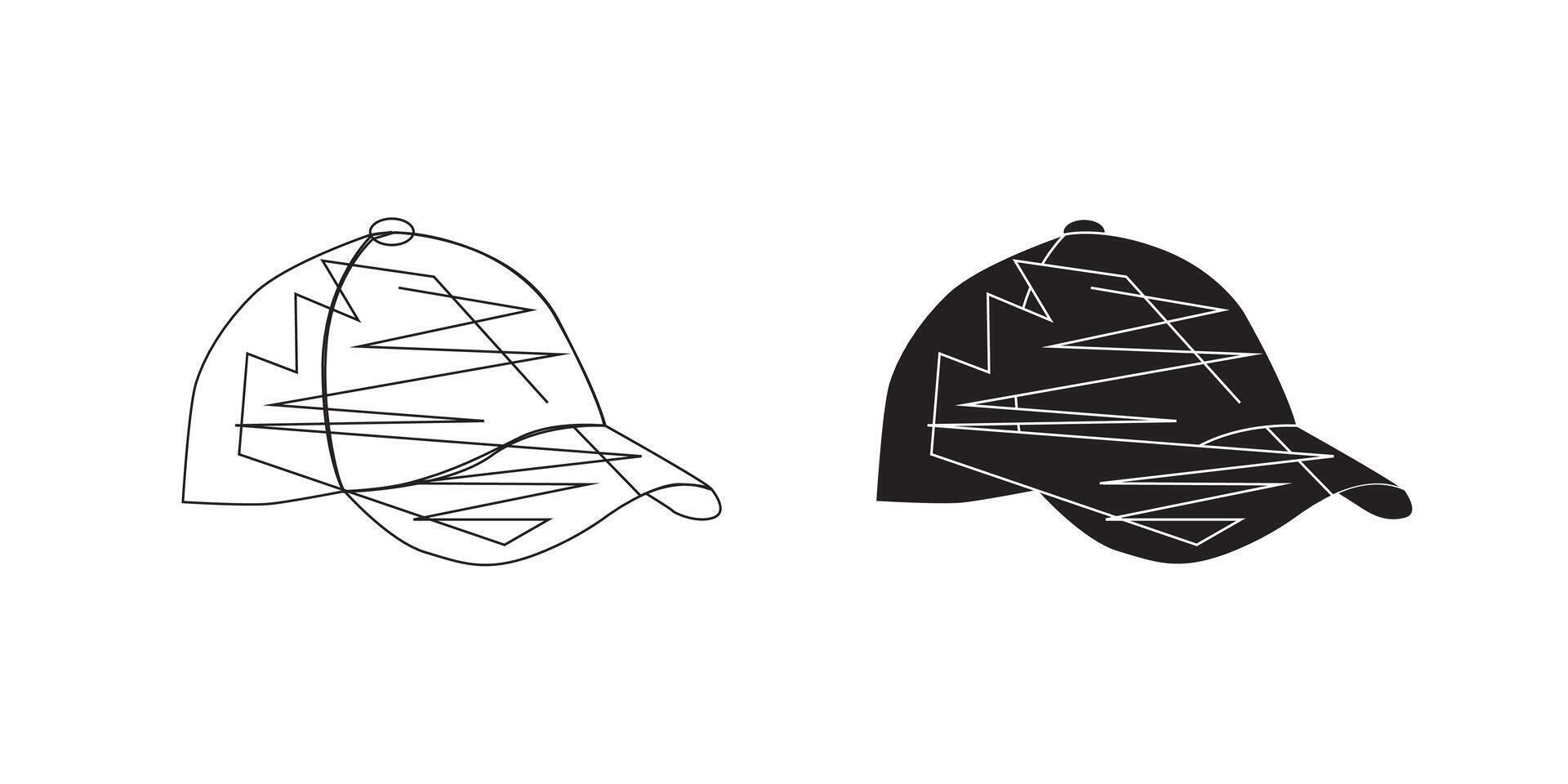 black baseball cap set flat icon symbol Vektor Basebal vector