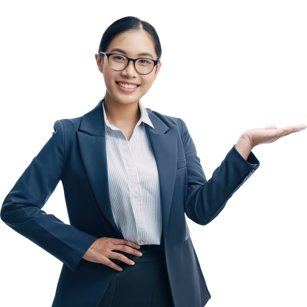 Asian Woman business who guides with a smile isolated png