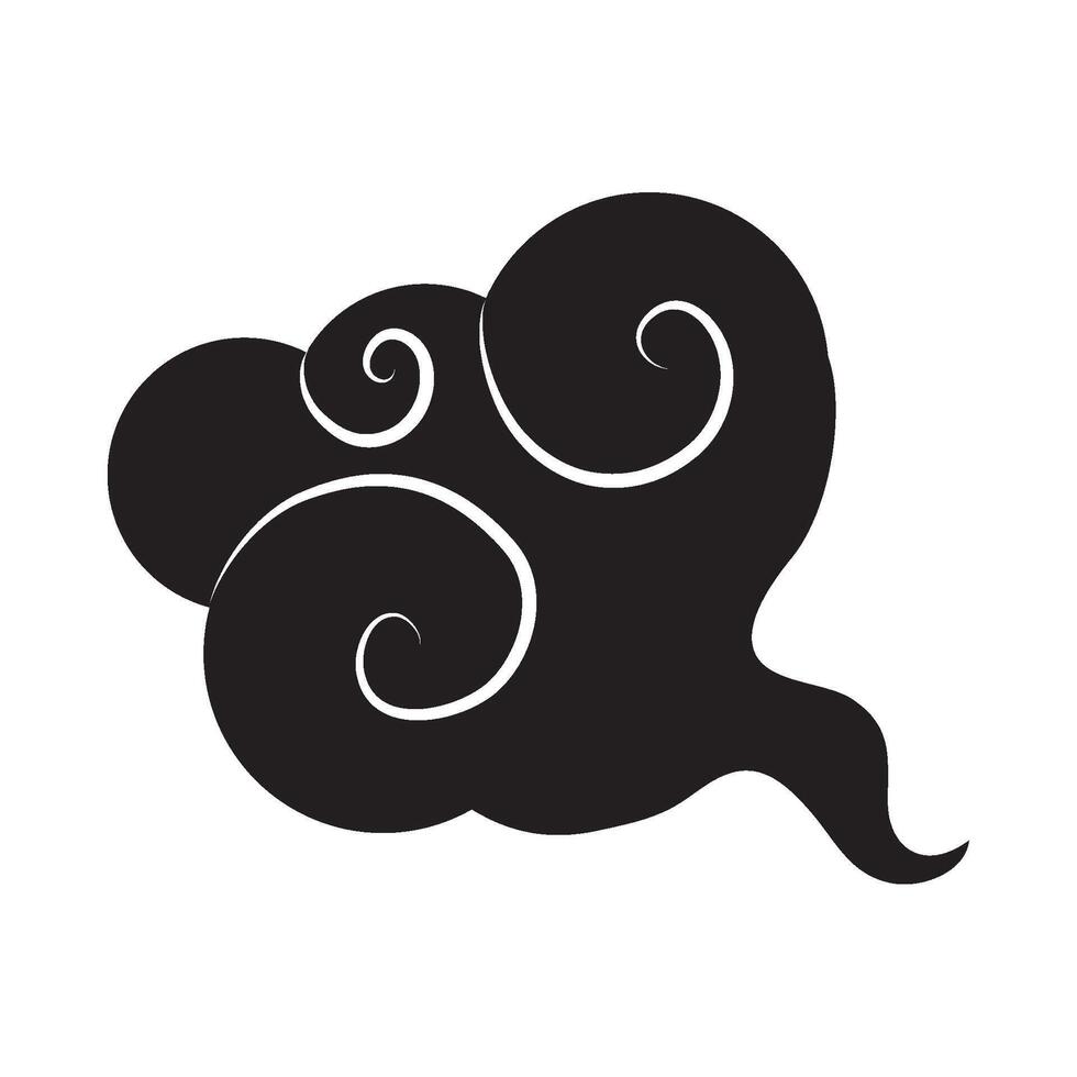 A black and white smoke cloud with swirls vector