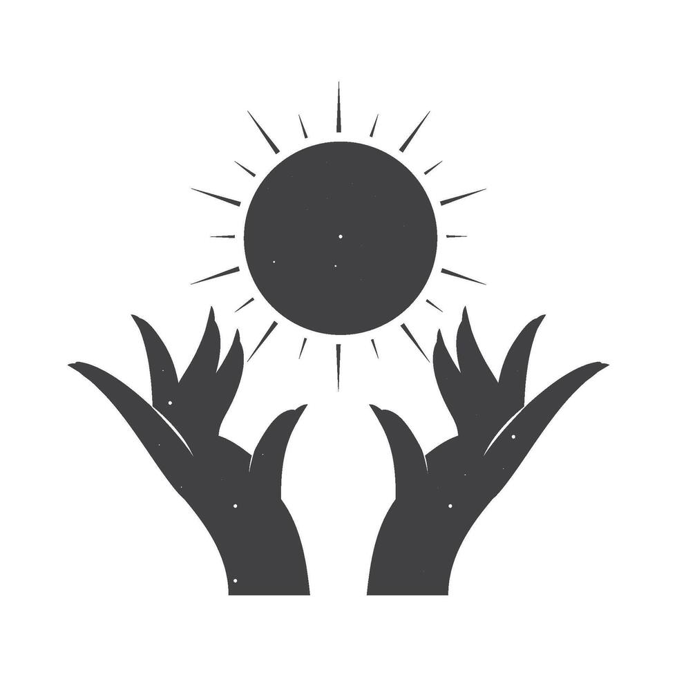 Hands reaching up to the sun icon vector