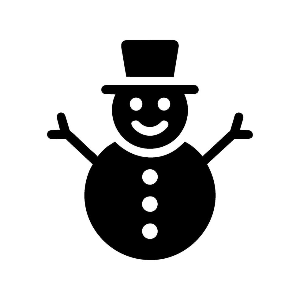 A black and white snowman icon on a white background vector
