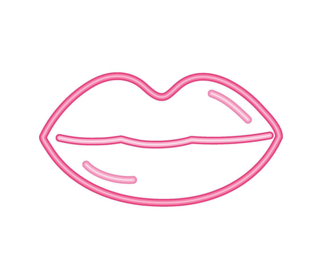 A pink line drawing of a woman's lips vector