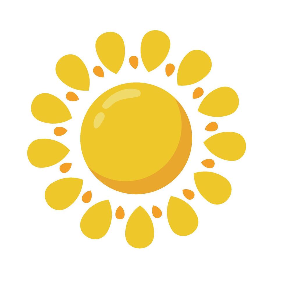 A yellow sun with many drops of water vector