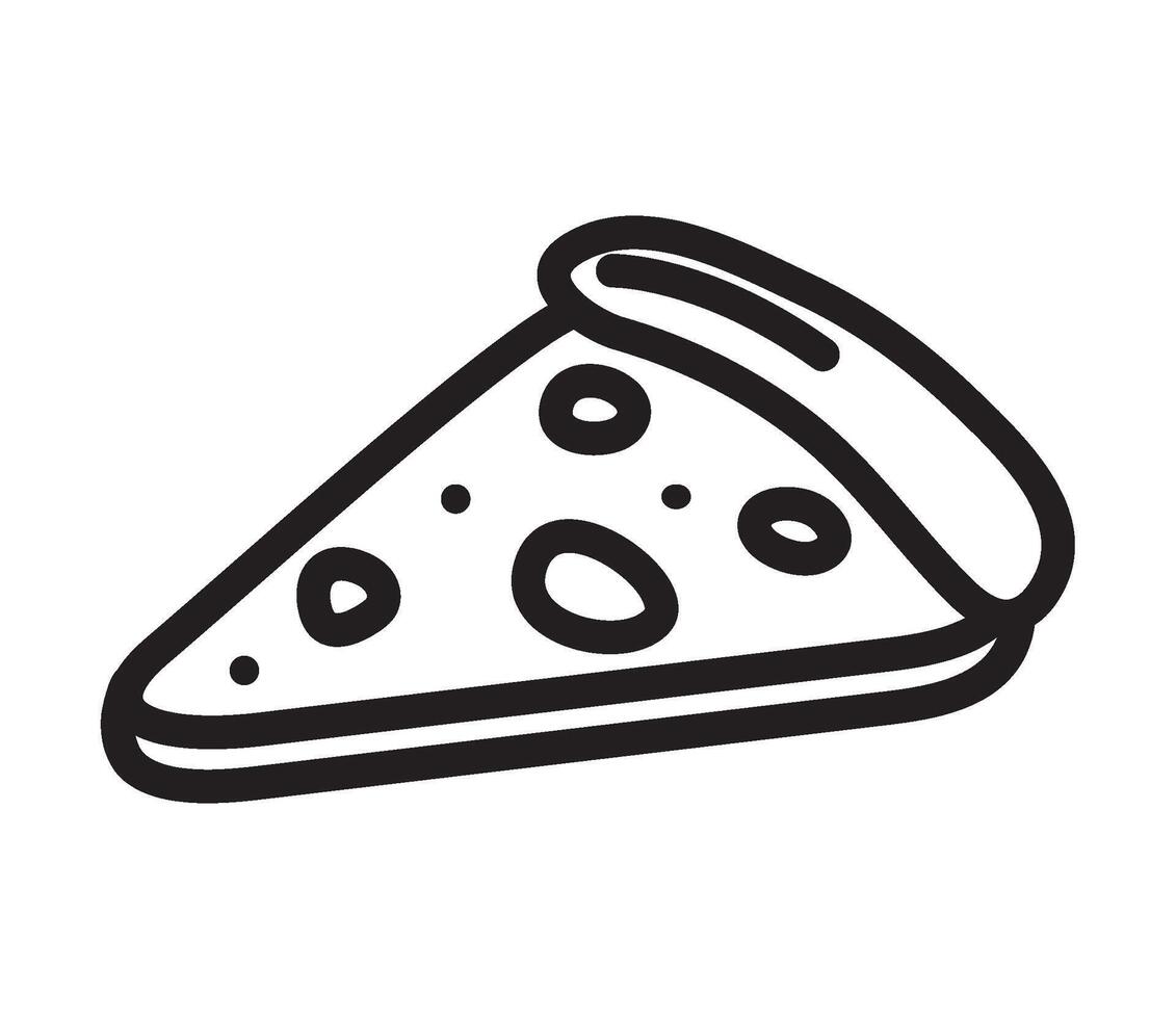 A slice of pizza is shown in a line drawing vector