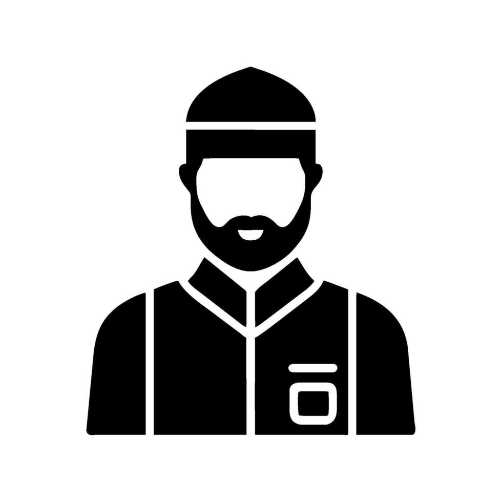 A black and white illustration of a man with a beard vector