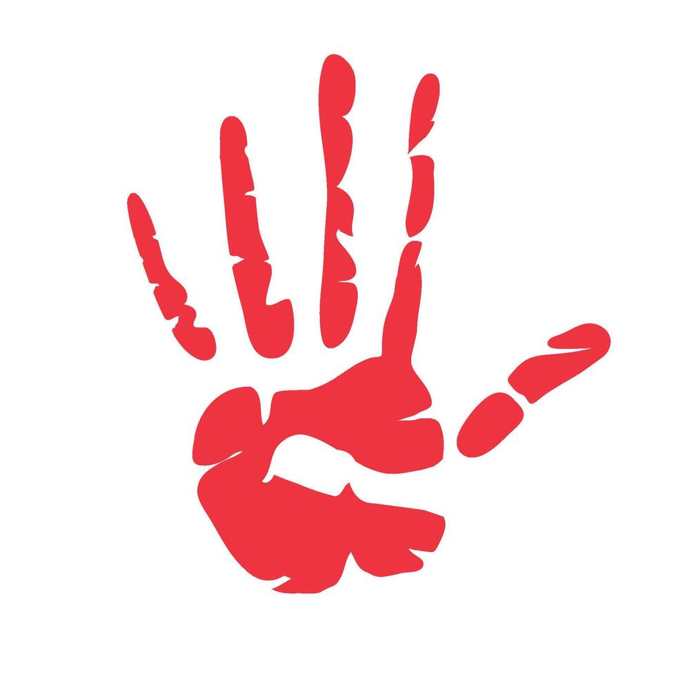 A red hand print on a white background vector