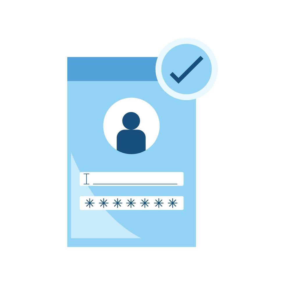 A blue and white card with a person's face on it vector