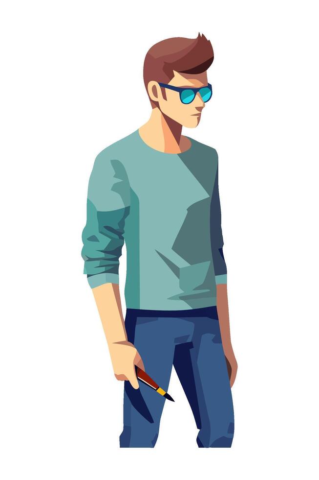 A cartoon man with sunglasses and a pen vector
