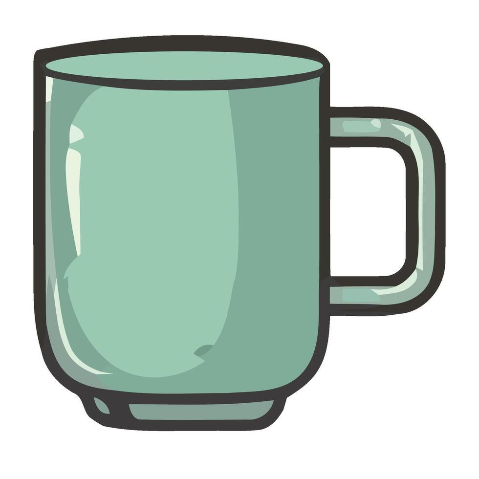 A green mug with a handle on a white background vector