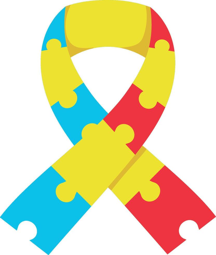 A colorful autism ribbon with puzzle pieces vector