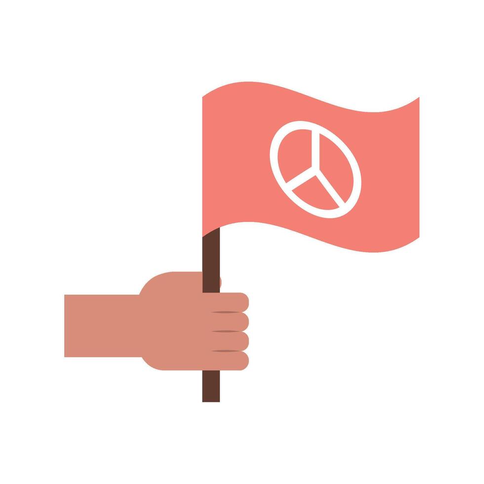 Hand holding a peace flag illustration vector