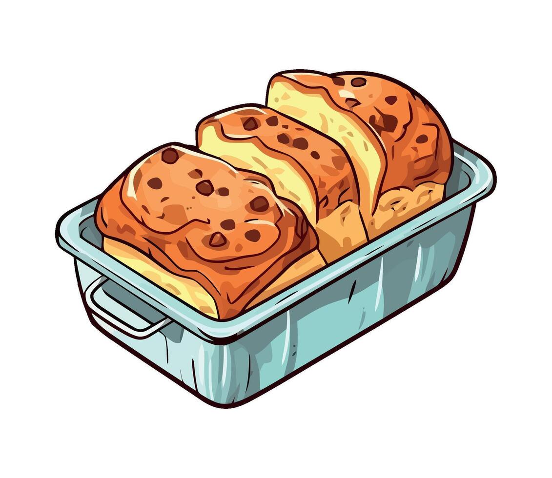 Cartoon bread in a container illustration vector