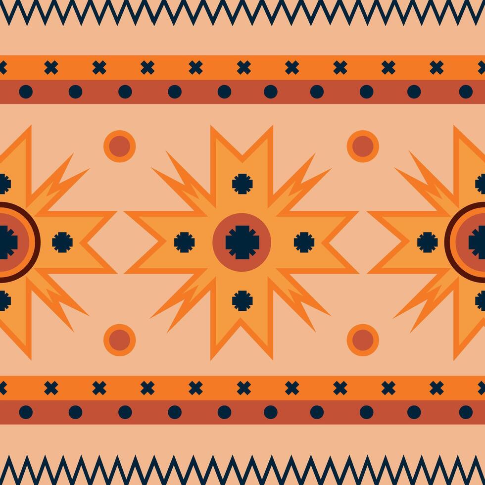 An orange and black tribal pattern with stars vector