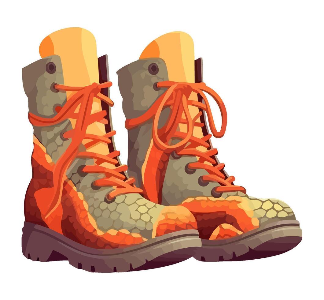 A pair of boots with orange laces vector