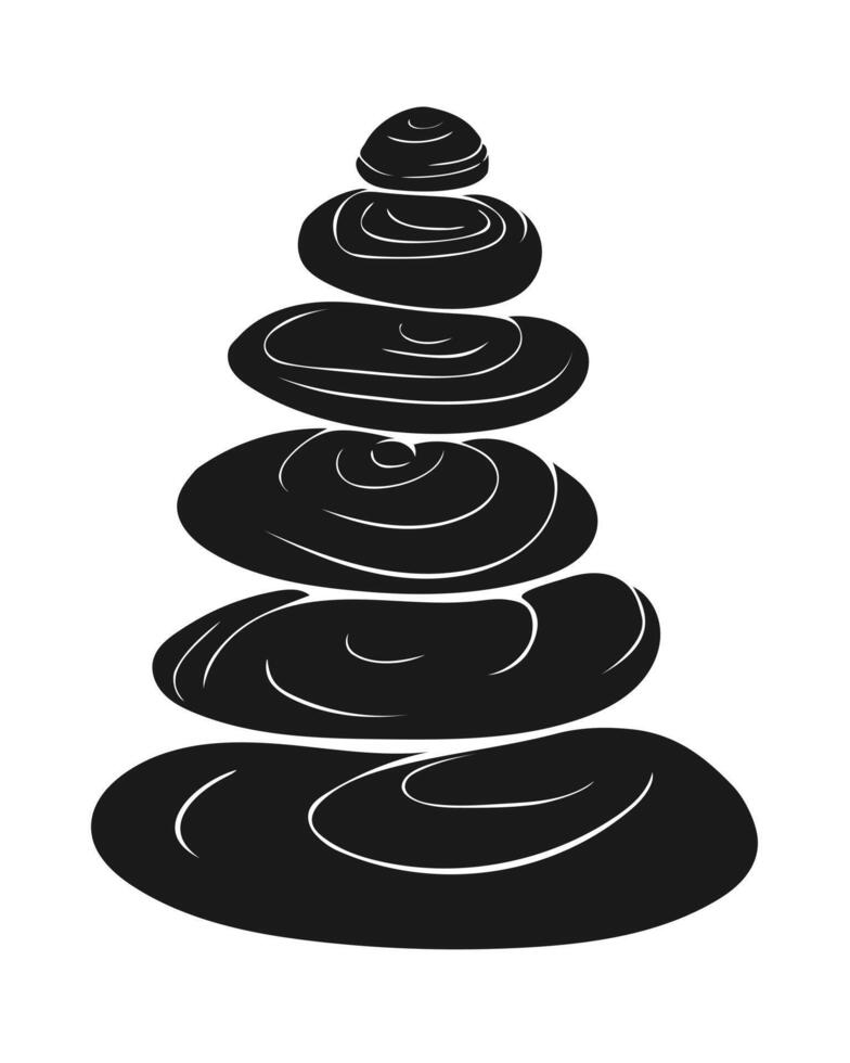 Stones silhouette logo for massage. Wellness and spa. Spa beauty healthy lifestyle editable stroke. Balancing rock zen stone stones. Natural stones. vector