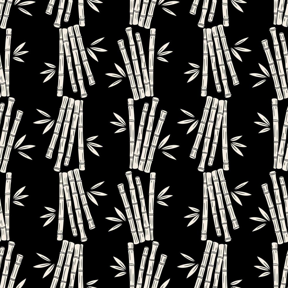 Bamboo sticks beige pattern on dark background vector