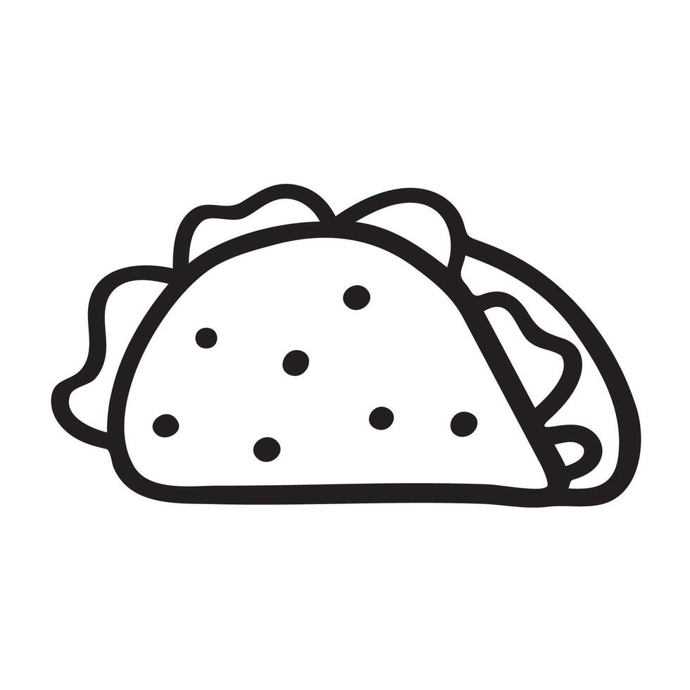Taco. Outline isolated icon. Hand drawn illustration on white background. vector