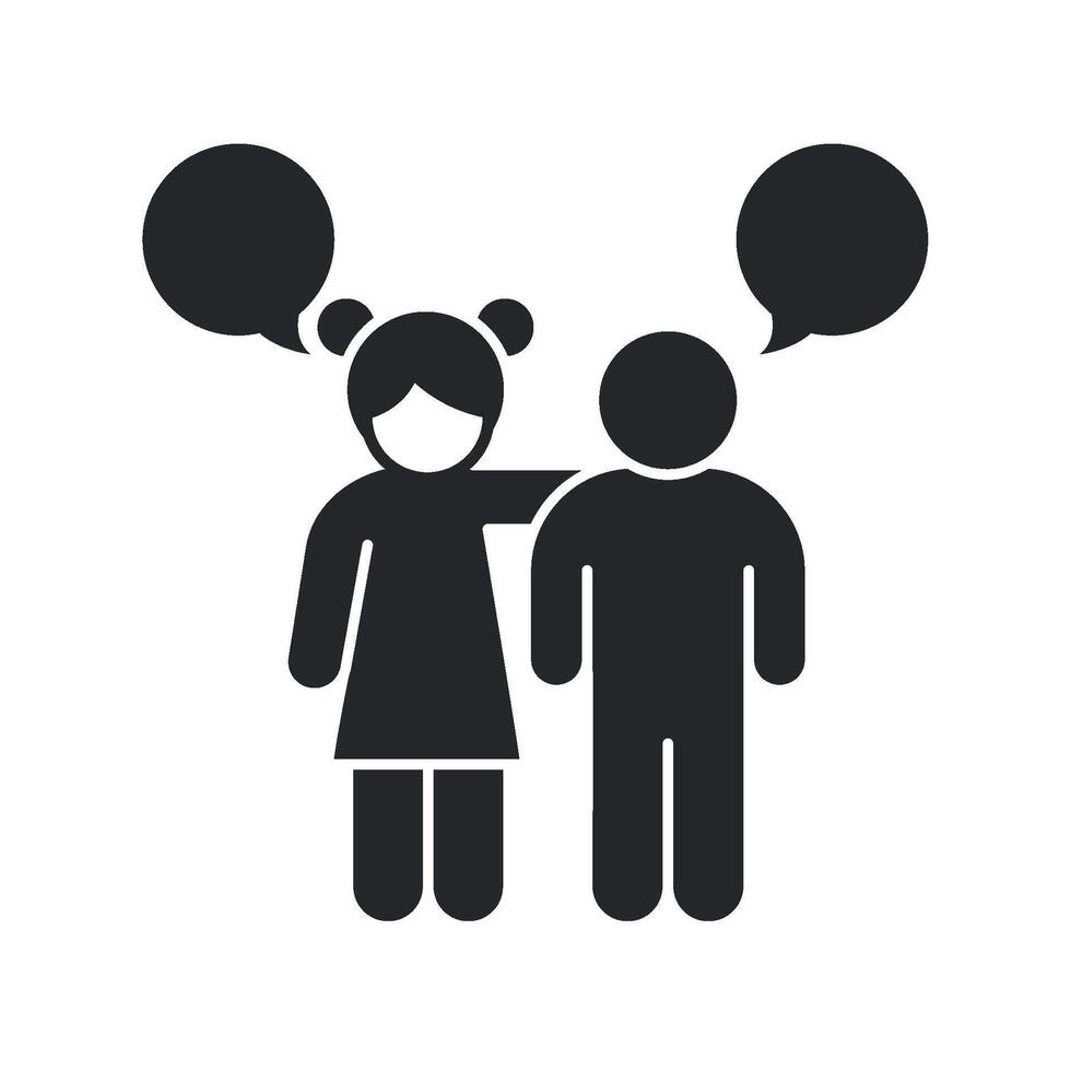 Two people talking with speech bubbles above them vector