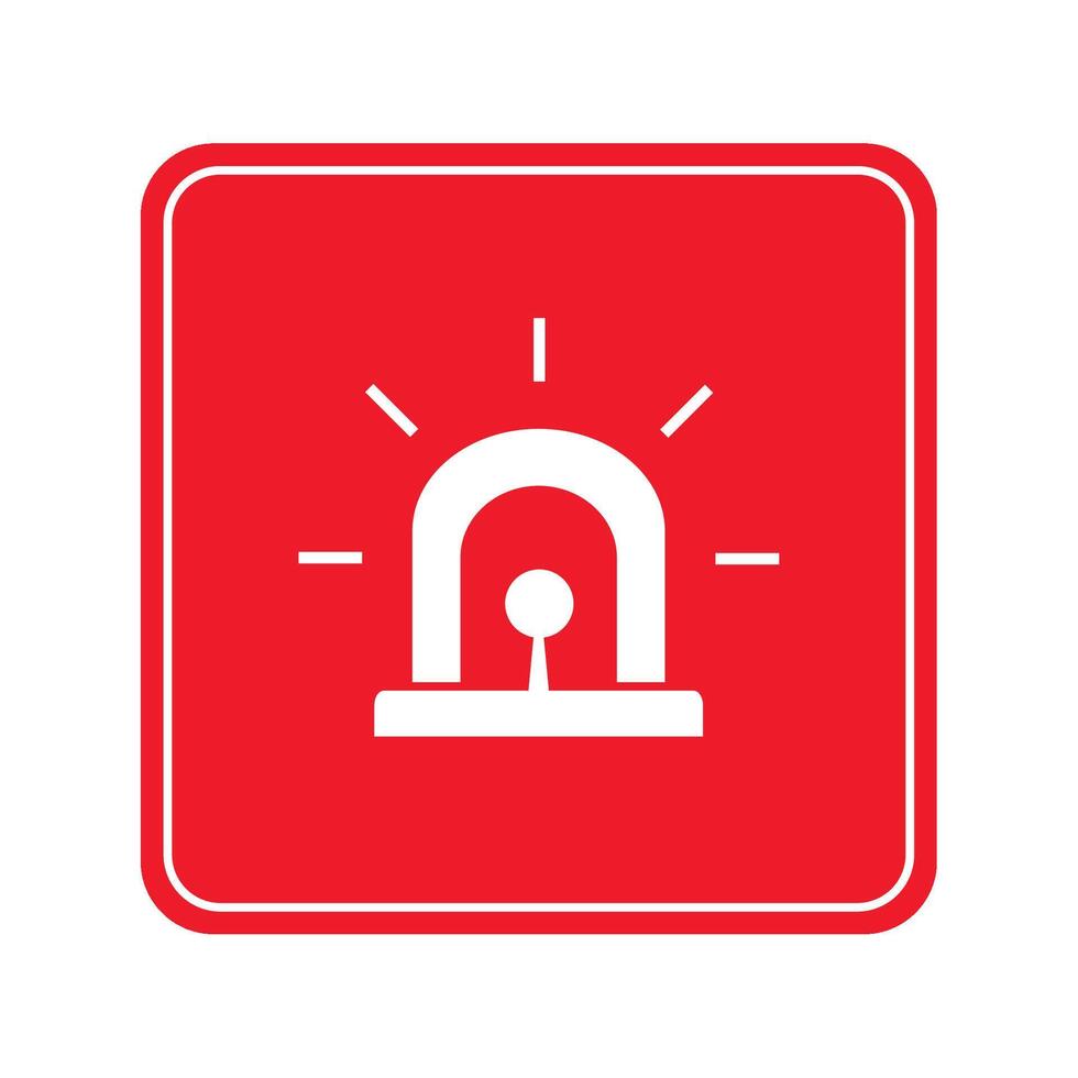 A red square button with a light bulb vector