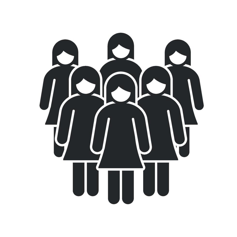 A group of women standing in front of a white background vector