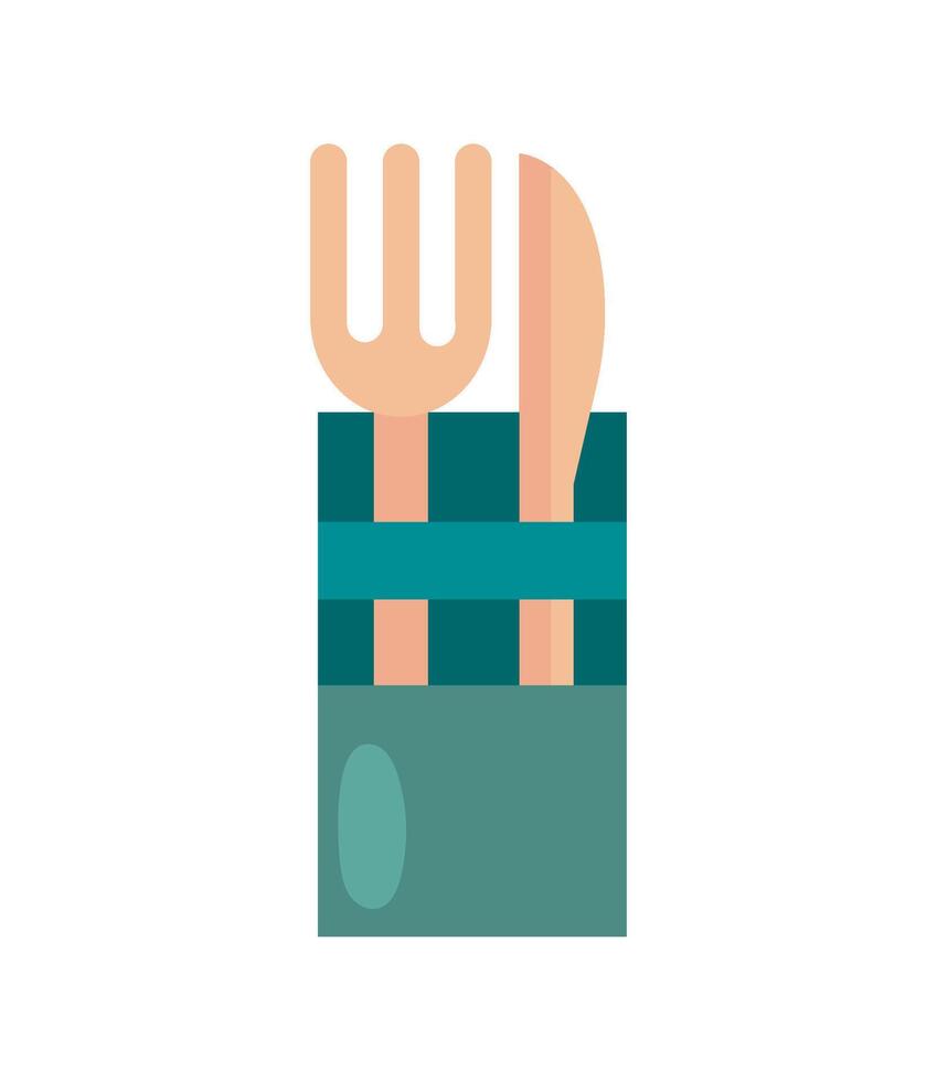 Fork and knife in a bag icon vector