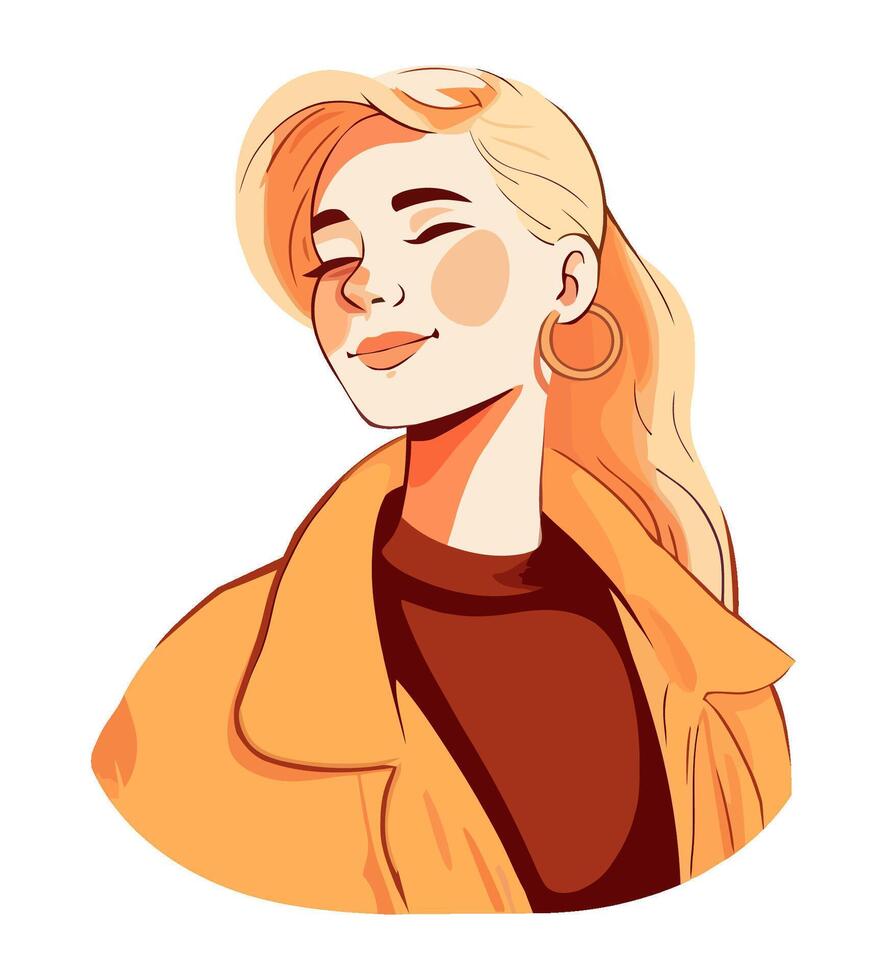 A cartoon woman with blonde hair and a yellow jacket vector