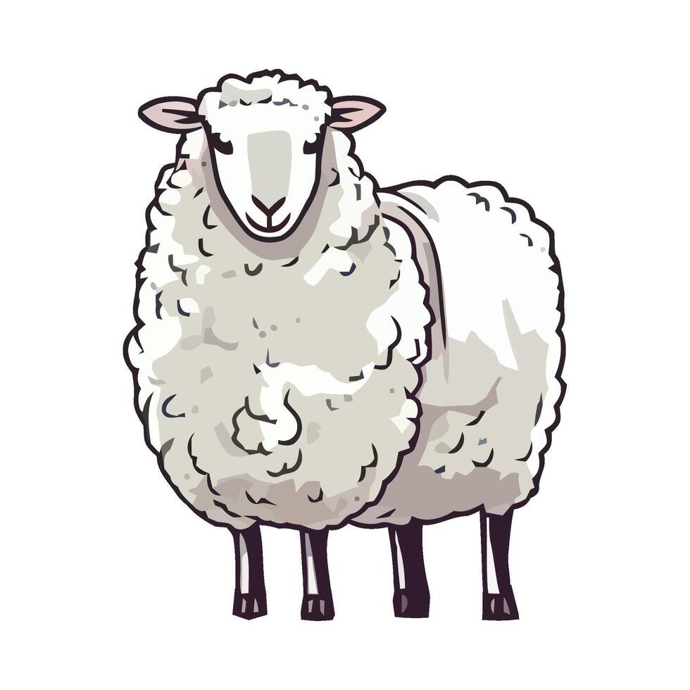 A cartoon sheep standing in front of a white background vector