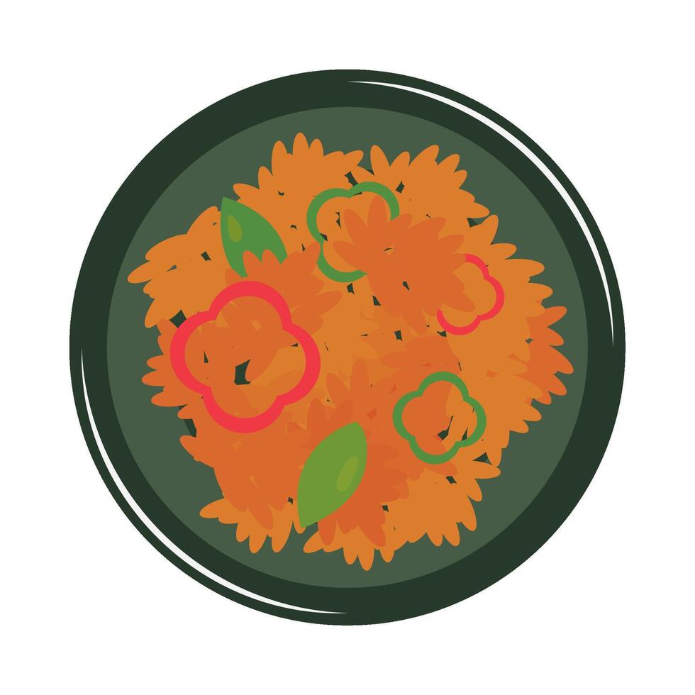 A plate with a bowl of food on it vector