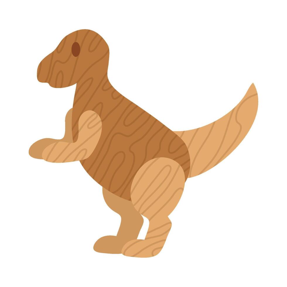 A wooden dinosaur standing on its hind legs vector