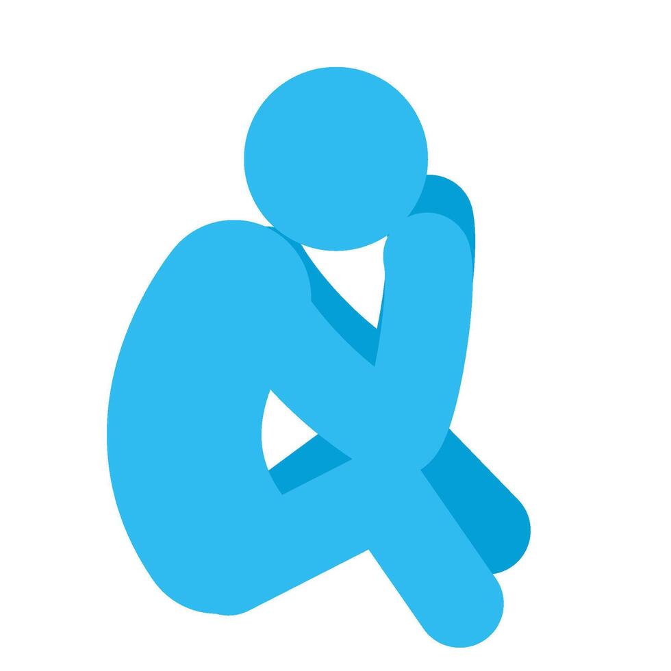 A blue silhouette of a person sitting down vector