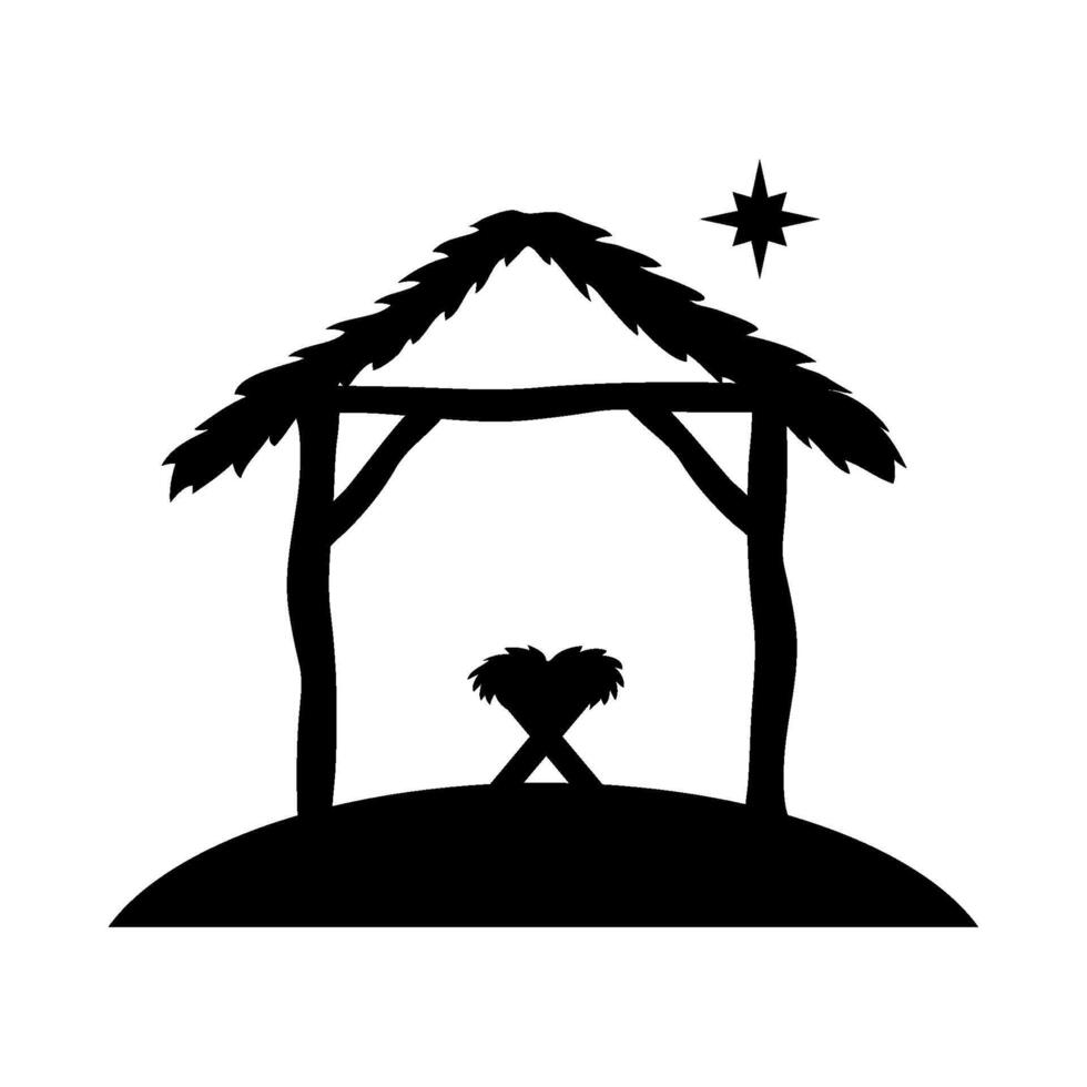 Christmas nativity scene with a manger and star vector