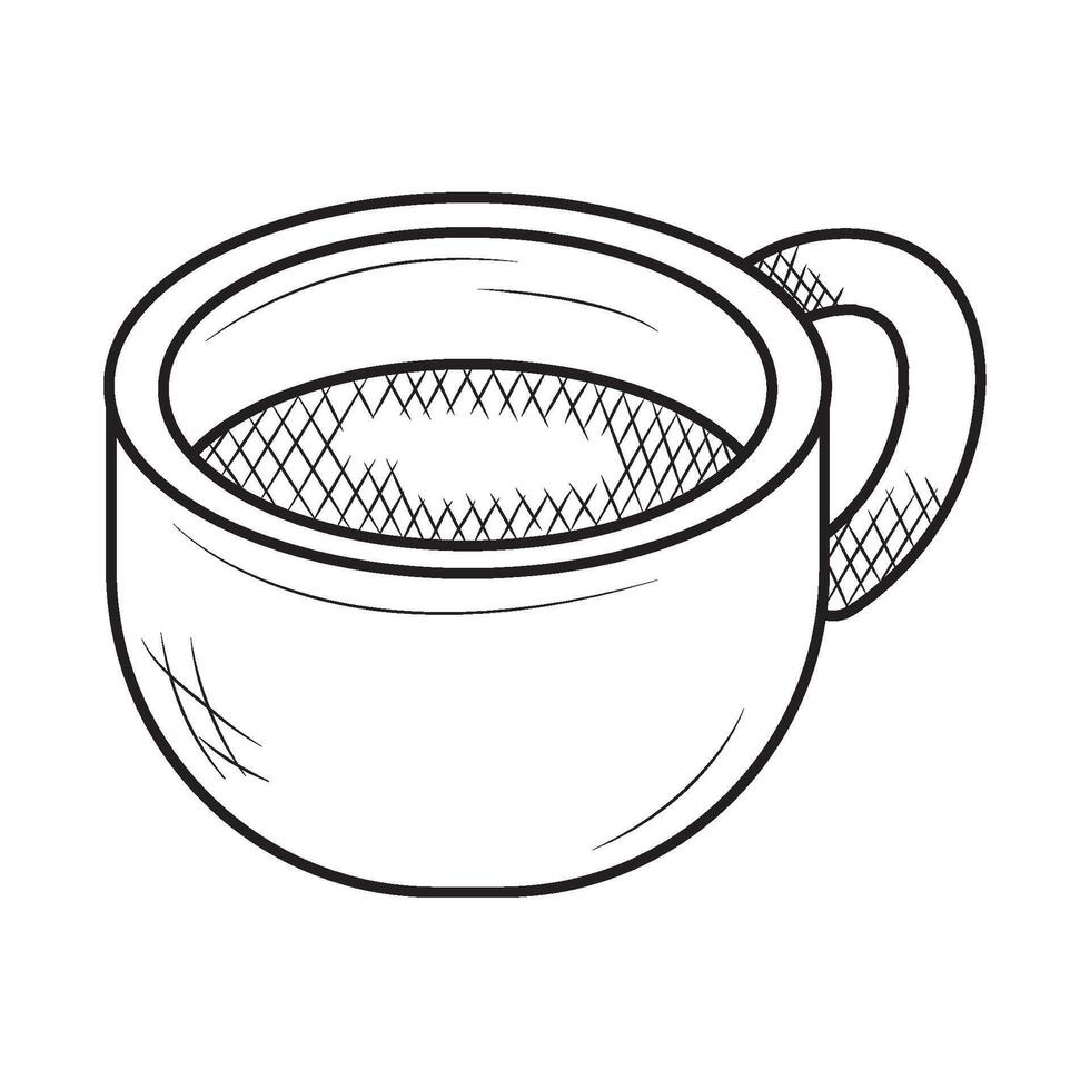 A cup of coffee is drawn in a line vector