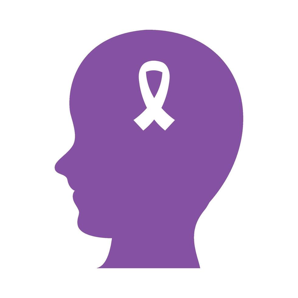 A purple ribbon is shown in the head of a person vector