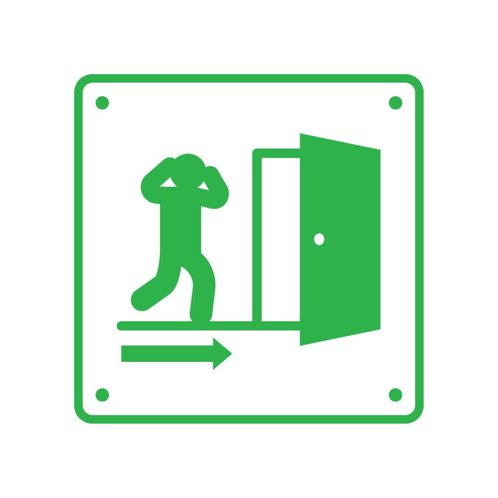 A green sign with a man walking into an exit door vector
