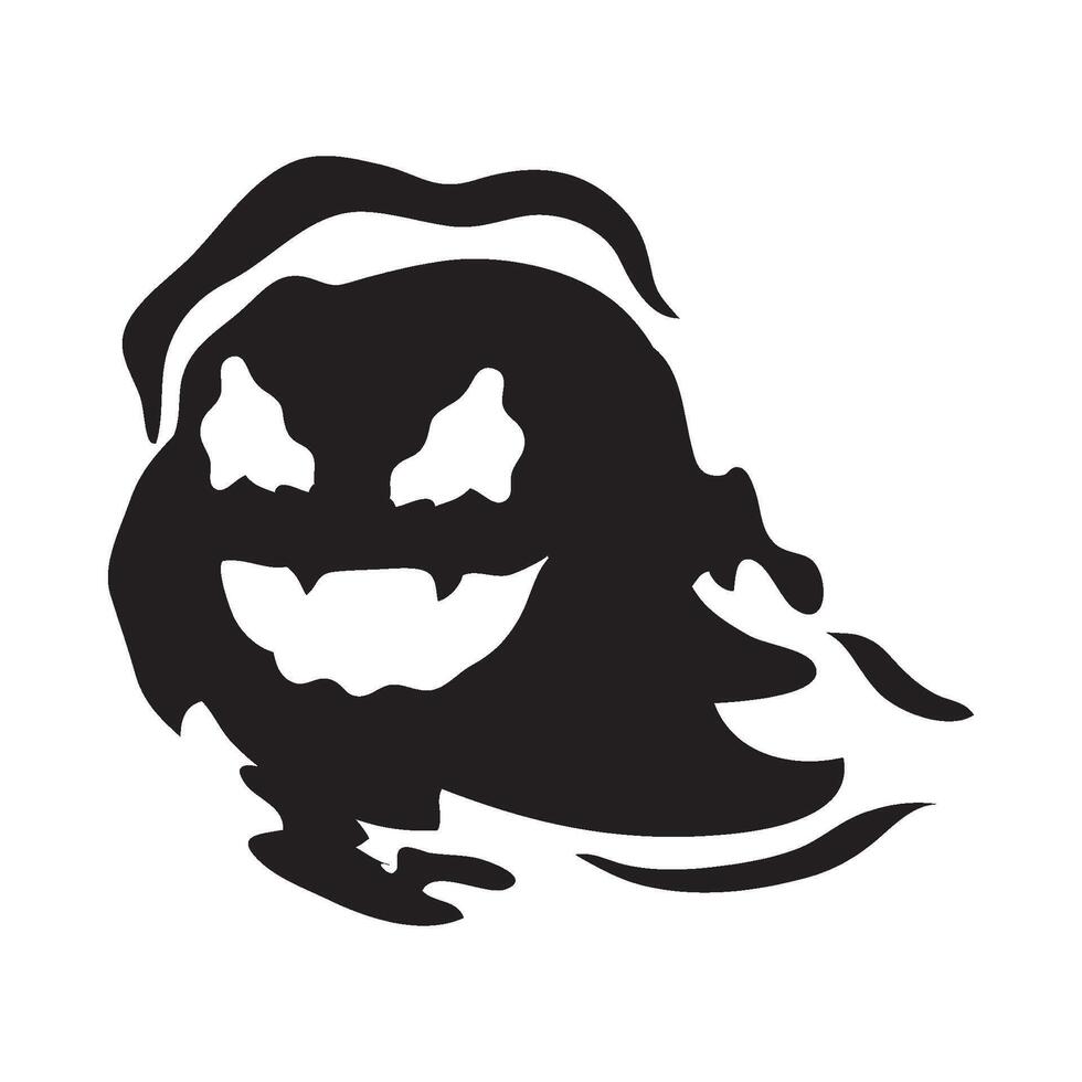 A black and white silhouette of a ghost with a smile vector