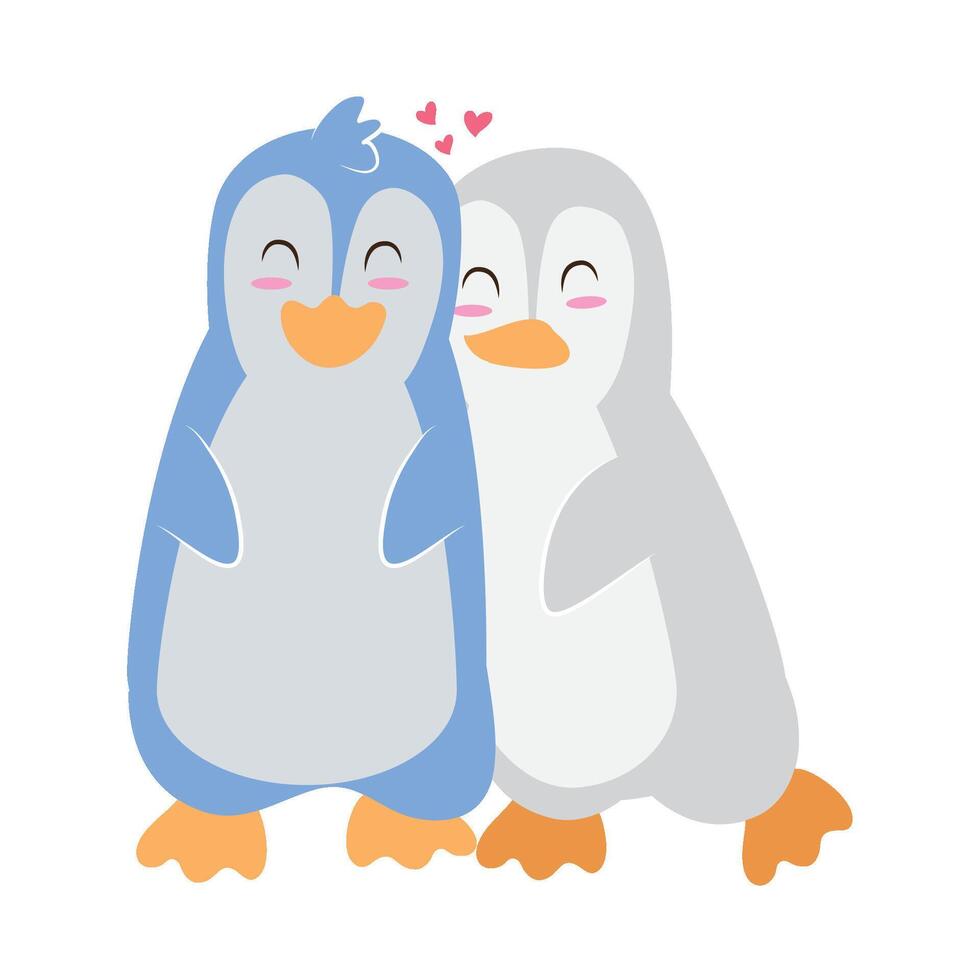 Two penguins are hugging each other vector